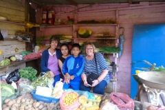 Jill, angie's mum, michel, sharon at mum's stall.